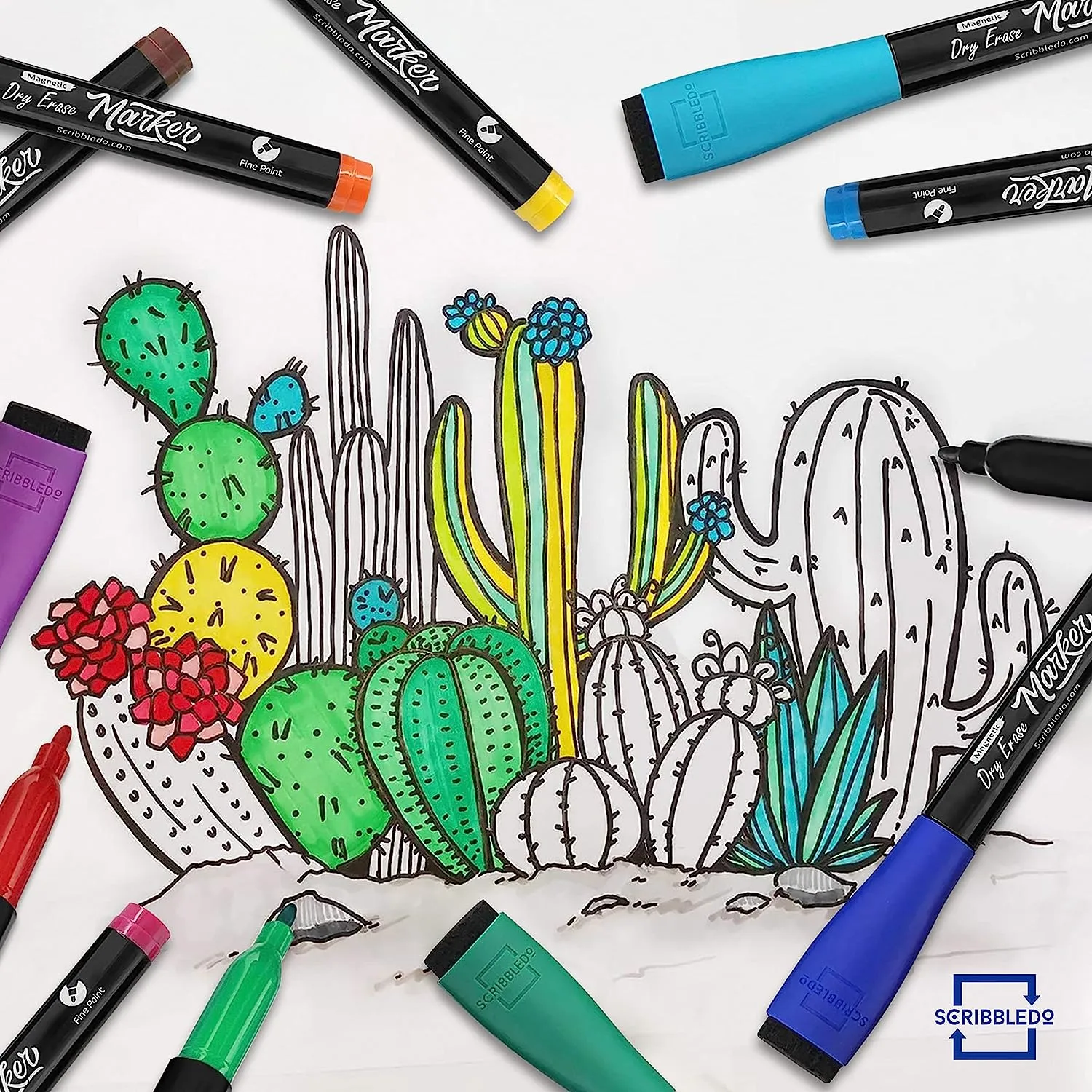 12 pack Magnetic Fine Tip Dry Erase Color Markers