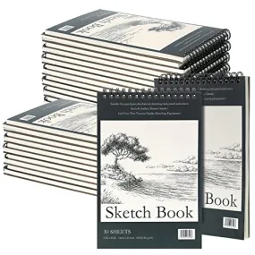 20 Pcs 5.5'' x 8.5'' Top Spiral Bound Sketch Pad 30 Sheet Each(68lb/100gsm), Sketching Drawing Pad Artist Sketch Pad Kids Drawing Paper Art Sketchbook for Charcoal Graphite Painting Writing Supplies