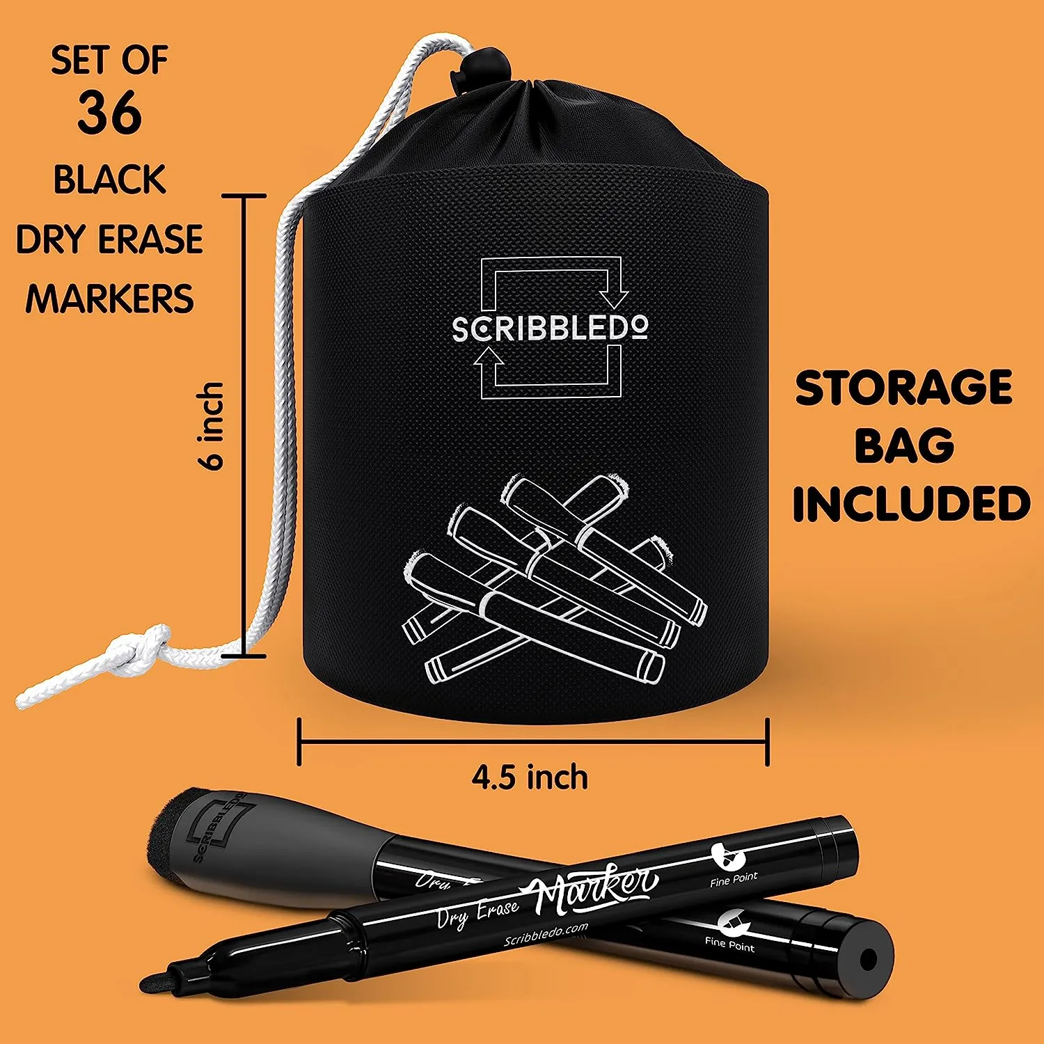 36 pack Fine Tip Dry Erase Black Markers