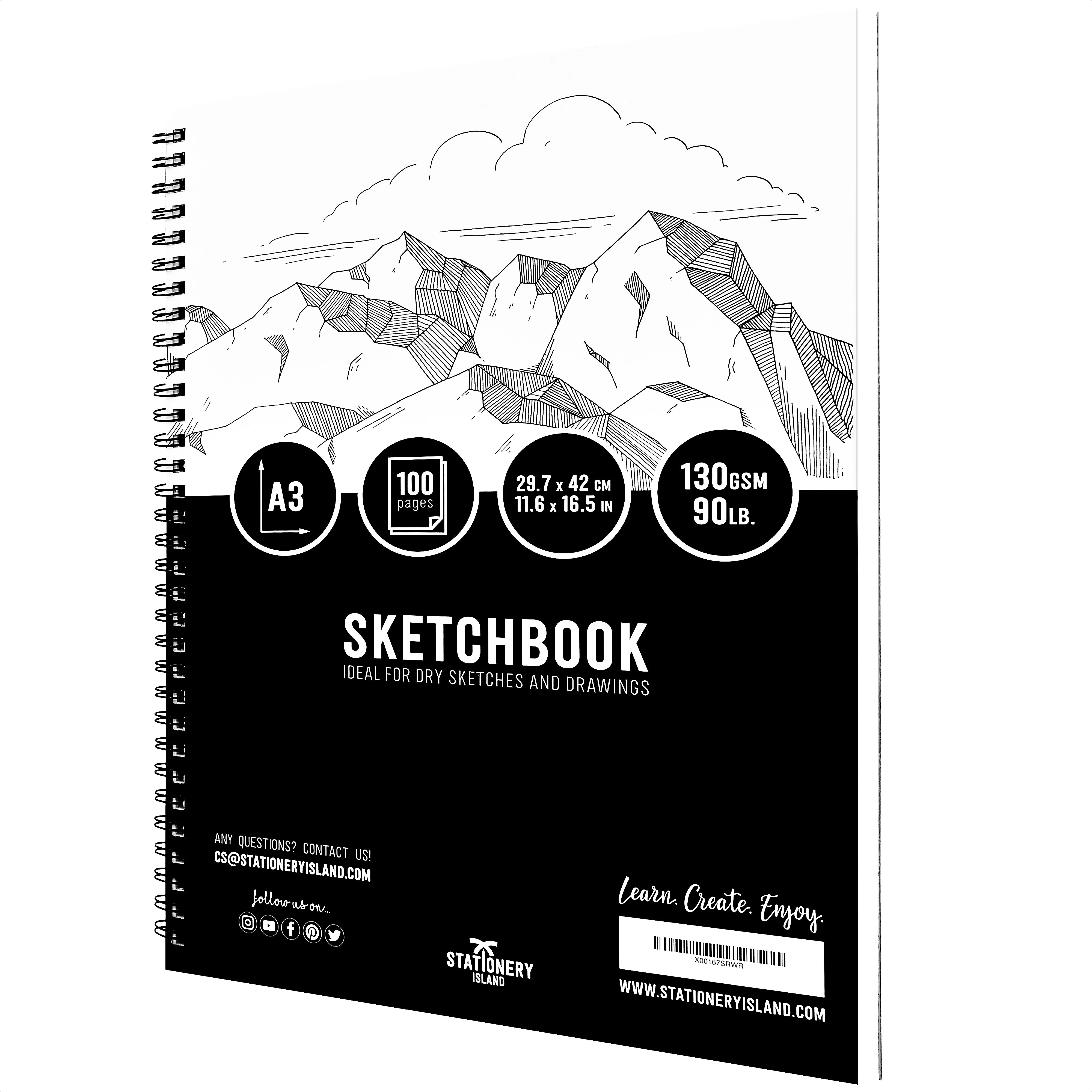 A3 Spiral Bound Sketchbook - 100 Pages