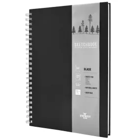 A4 Hardcover Spiral Bound Sketchbook - 120 Pages - Black