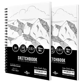 A4 Spiral Bound Sketchbook - 120 Pages - Pack of 2