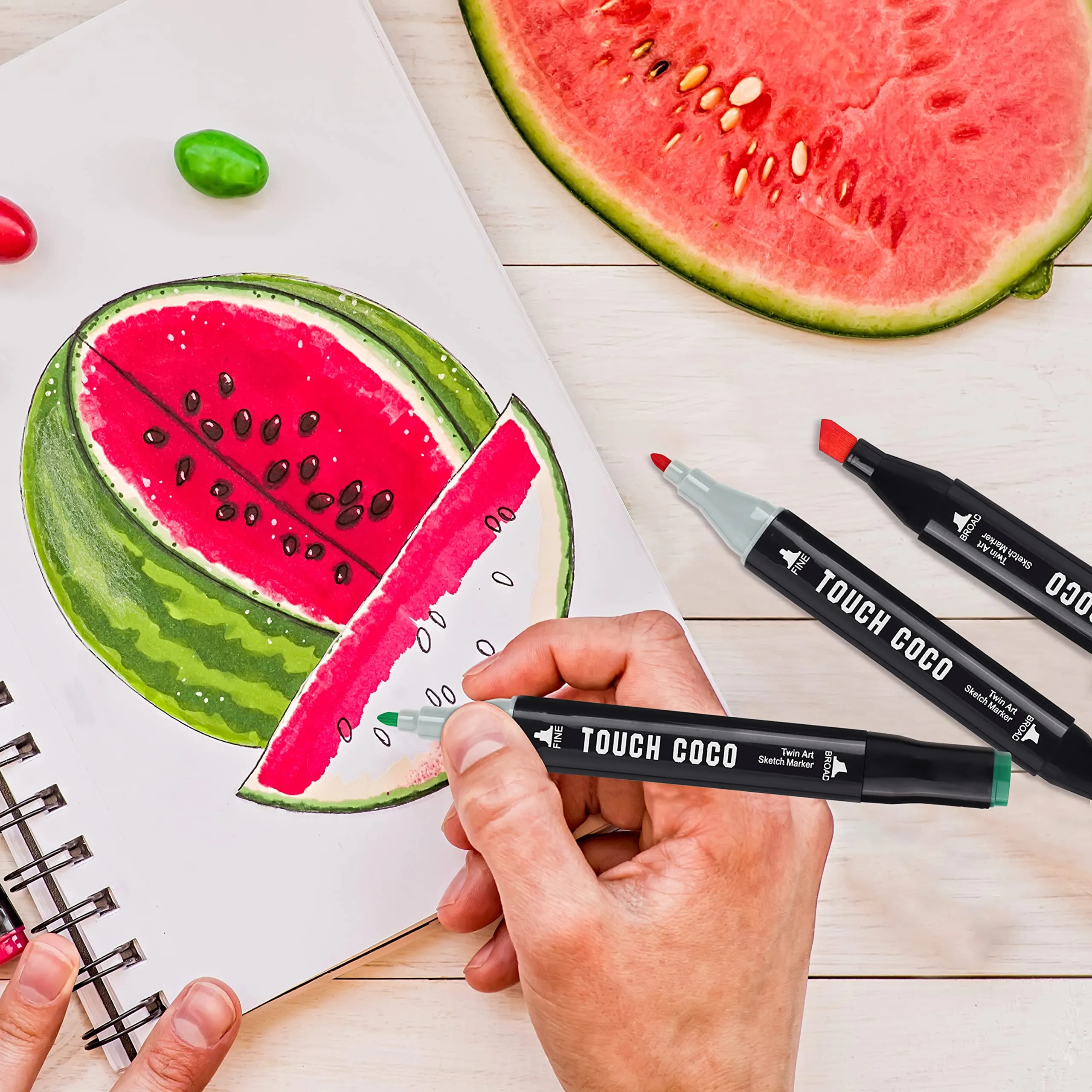 ABOUT SPACE Dual Tip Art Markers 60 Colours With Carrying Case For Painting Sketching Calligraphy Drawing Odorless&Non Toxic Twin Head Permanent Colouring Markers For Kids Adult Beginners|Assorted