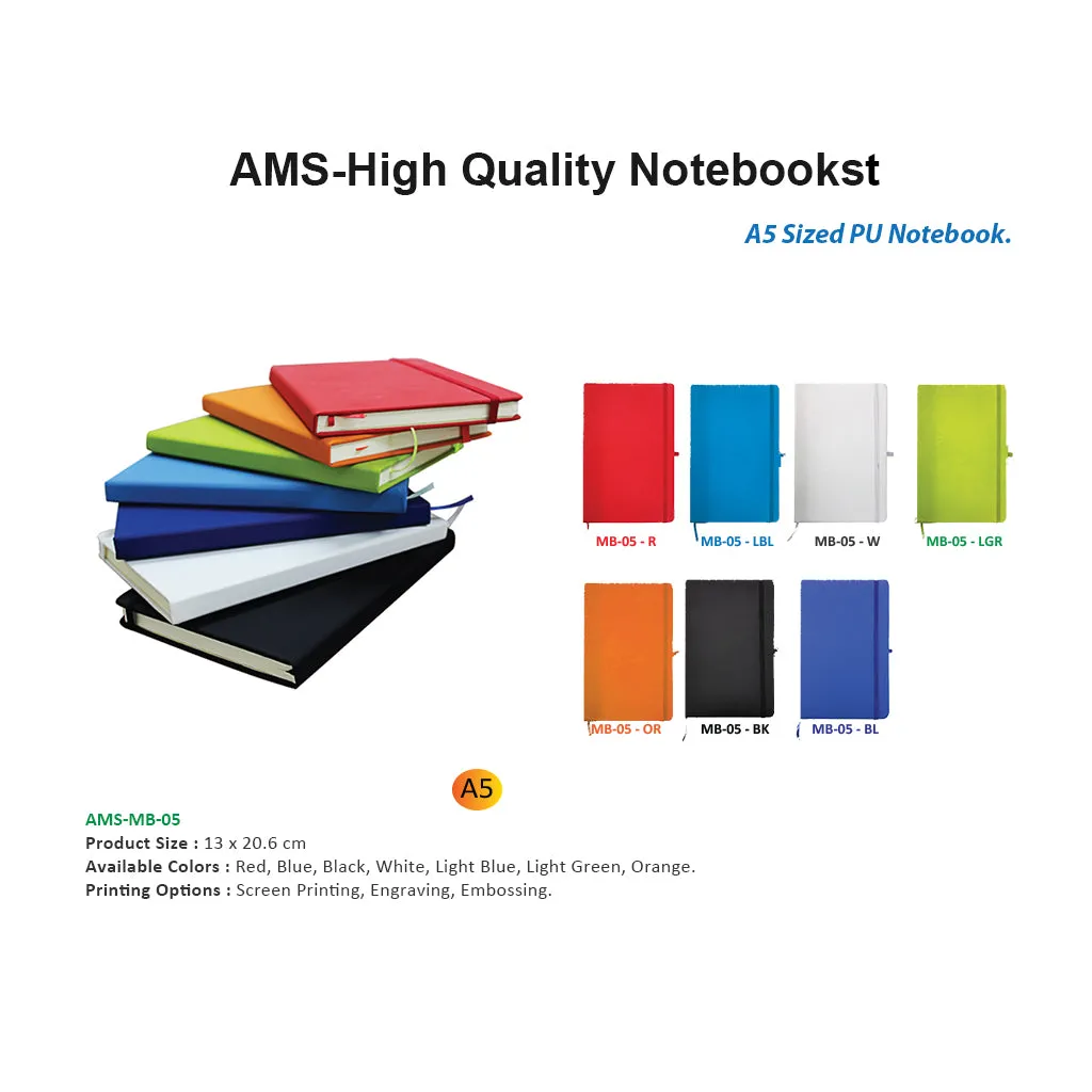 AMS-MB-05 - A5 Sized PU Notebook