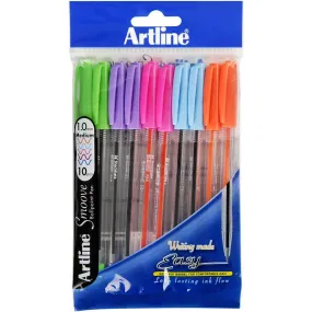 Artline Smoove Ballpoint Pen Medium Bright Assorted Pack 10