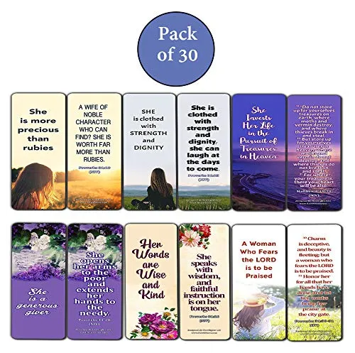 Bible Verses About Virtuous Woman (30 Pack) - Handy Bible Texts To Learn What Traits Define And Constitute Virtuous Women from the Many Lessons of the Bible