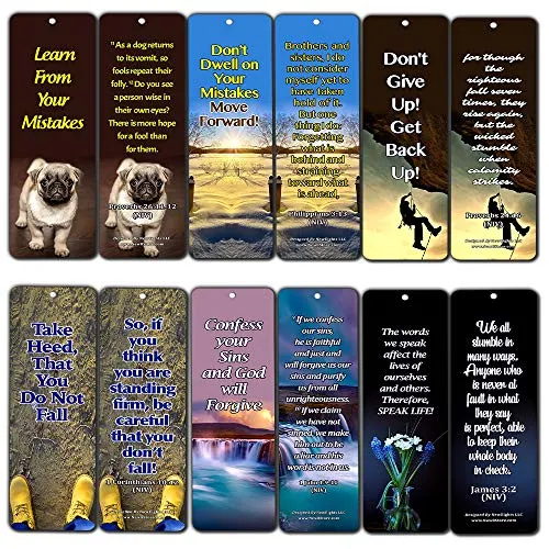 Bible Verses on Learning From Mistakes to Become a Stronger Christian Bookmarks (30 Pack) - Handy Bible Texts About Learning From Mistakes