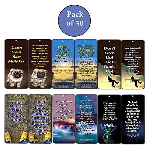 Bible Verses on Learning From Mistakes to Become a Stronger Christian Bookmarks (30 Pack) - Handy Bible Texts About Learning From Mistakes