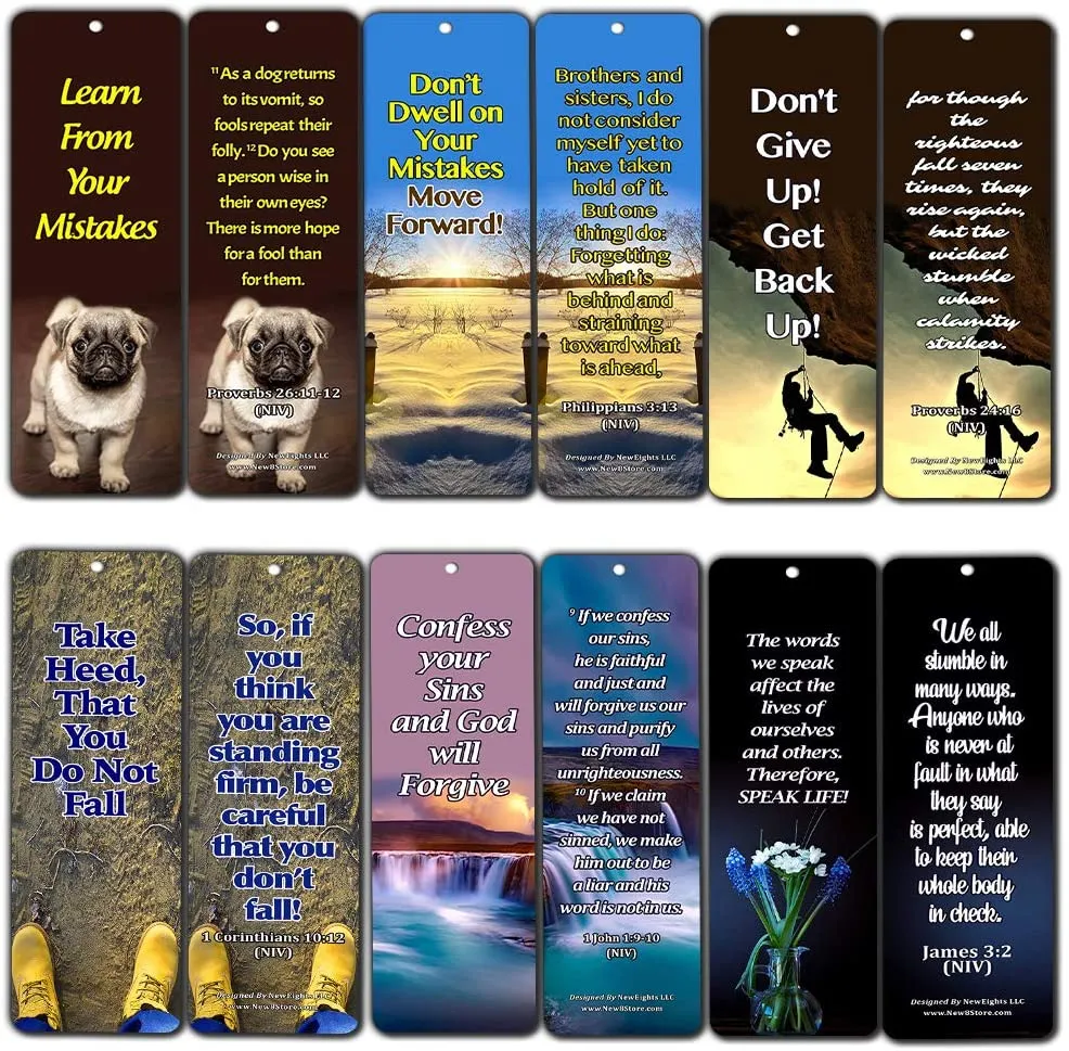 Bible Verses on Learning From Mistakes to Become a Stronger Christian Bookmarks (30 Pack) - Handy Bible Texts About Learning From Mistakes