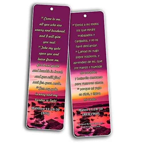 Bilingual Encouraging Bible Verses Bookmarks - Overcome Depression (30 Pack) - Handy Bible Scriptures About About Fighting Depression in the Bible Perspective
