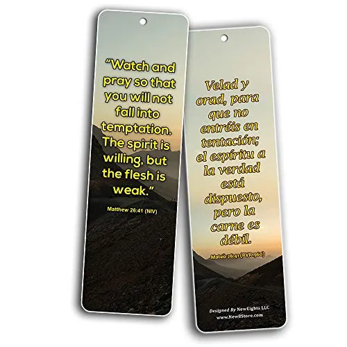 Bilingual Encouraging Bible Verses Bookmarks - Overcome Temptation (30-Pack) - Handy Bilingual Bible Verses Perfect for Daily Encouragement to Resist Temptation