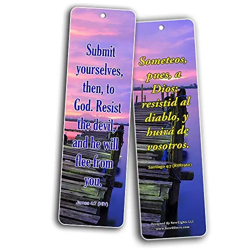 Bilingual Encouraging Bible Verses Bookmarks - Overcome Temptation (30-Pack) - Handy Bilingual Bible Verses Perfect for Daily Encouragement to Resist Temptation