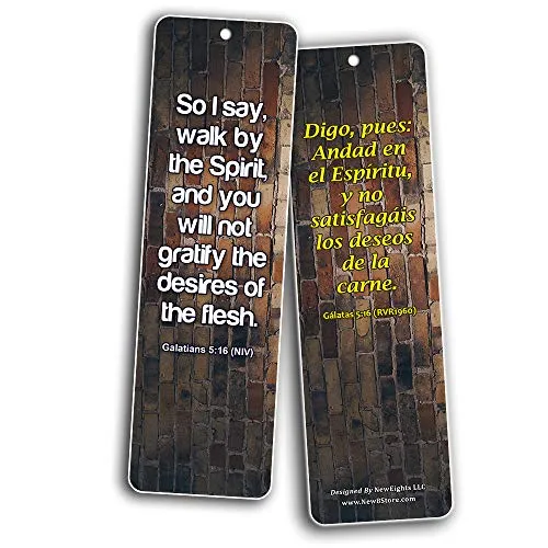 Bilingual Encouraging Bible Verses Bookmarks - Overcome Temptation (30-Pack) - Handy Bilingual Bible Verses Perfect for Daily Encouragement to Resist Temptation