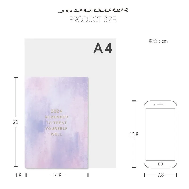 BLUE 2024 A5 Chuyu Planner TOMOE River One Day Per Page With PVC Cover Cousin Techo Planner Notebook Journal | 416 Pages