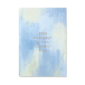 BLUE 2024 A5 Chuyu Planner TOMOE River One Day Per Page With PVC Cover Cousin Techo Planner Notebook Journal | 416 Pages