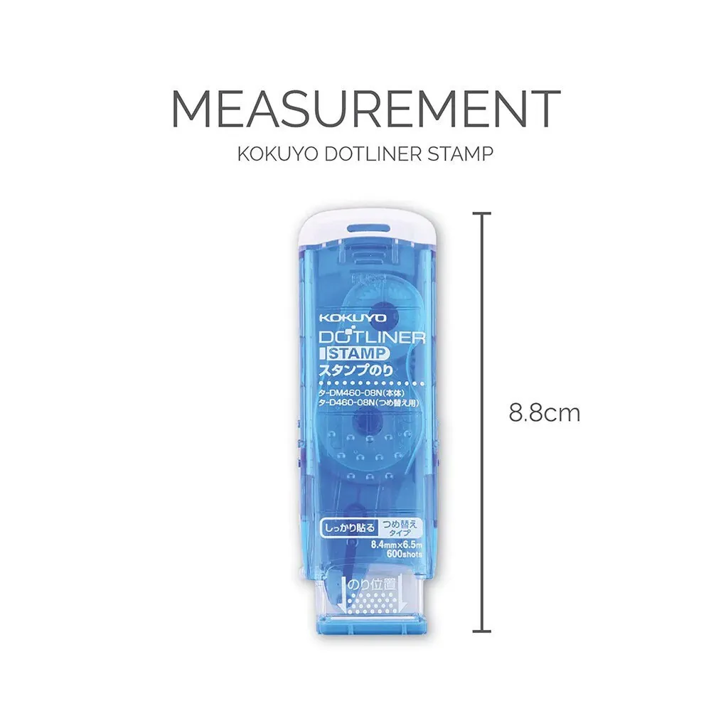 BLUE Kokuyo DOTLINER STAMP Strong Adhesion Compact Acid-Free Refillable Glue Tape Photo Glue Acid-Free Glue | DM460-08