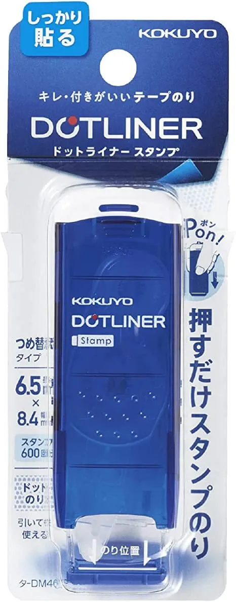 BLUE Kokuyo DOTLINER STAMP Strong Adhesion Compact Acid-Free Refillable Glue Tape Photo Glue Acid-Free Glue | DM460-08