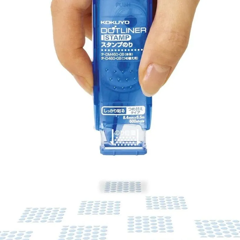 BLUE Kokuyo DOTLINER STAMP Strong Adhesion Compact Acid-Free Refillable Glue Tape Photo Glue Acid-Free Glue | DM460-08