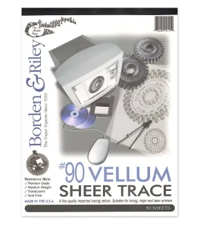 Borden & Riley #90 Sheer Trace Pad, Medium Weight, 55LB /50 Sheet Pad (Multiple Sizes)