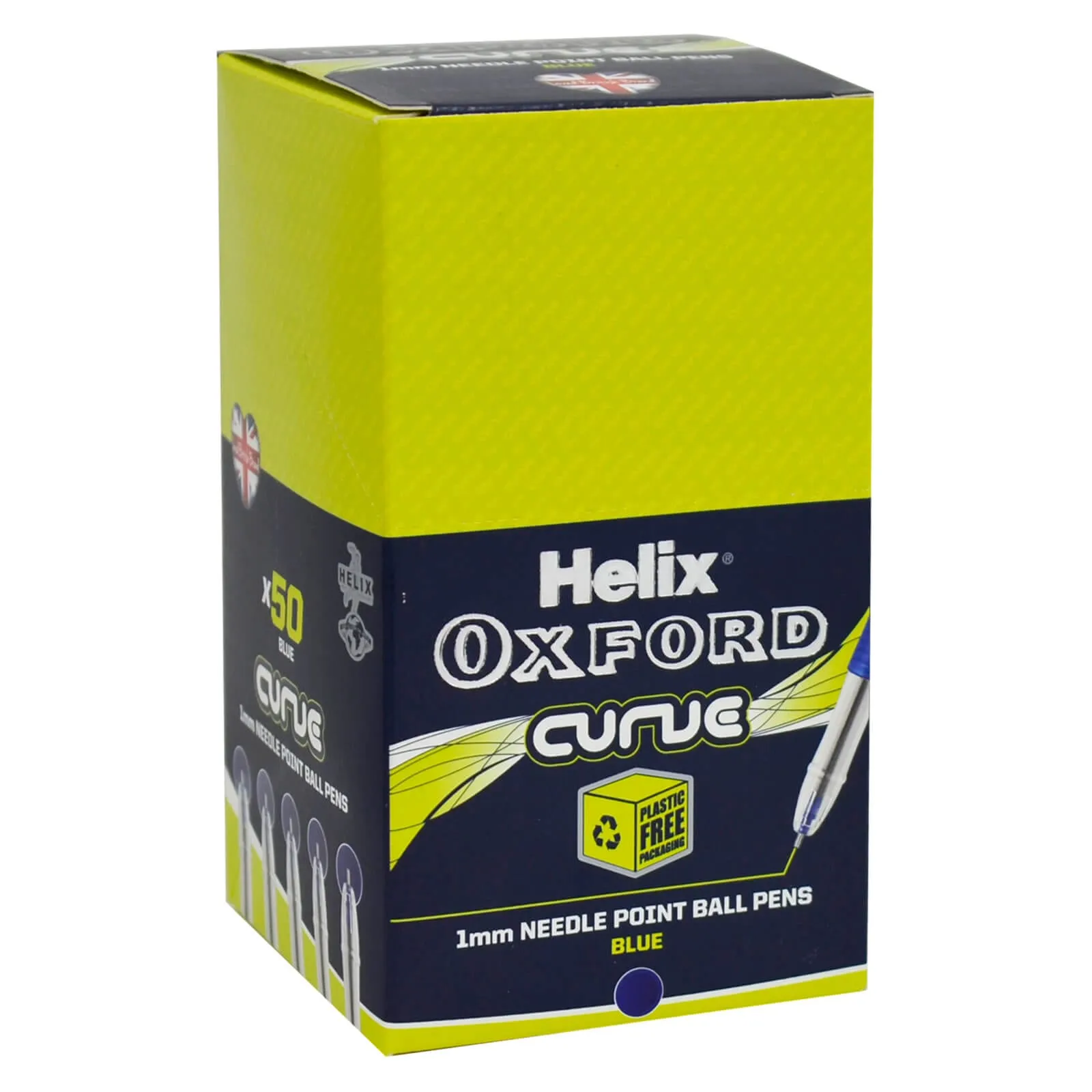 Box Of 50 Ball Pens Helix Oxford Curve 1mm Needle Point
