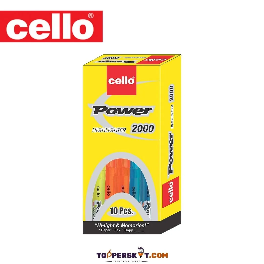 Cello Power Highlighter for All Your Highlighting Needs ( Pack of 10 )