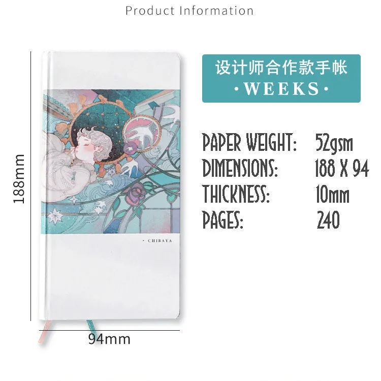 Chiba UNDATED WEEKS Tomoe River  Paper 52gsm Hardcover Weekly Planner Weekly Page & Grid Page 3.7mm | 240 Pages