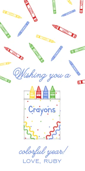 Colorful Year Crayon Large Tag-Blue