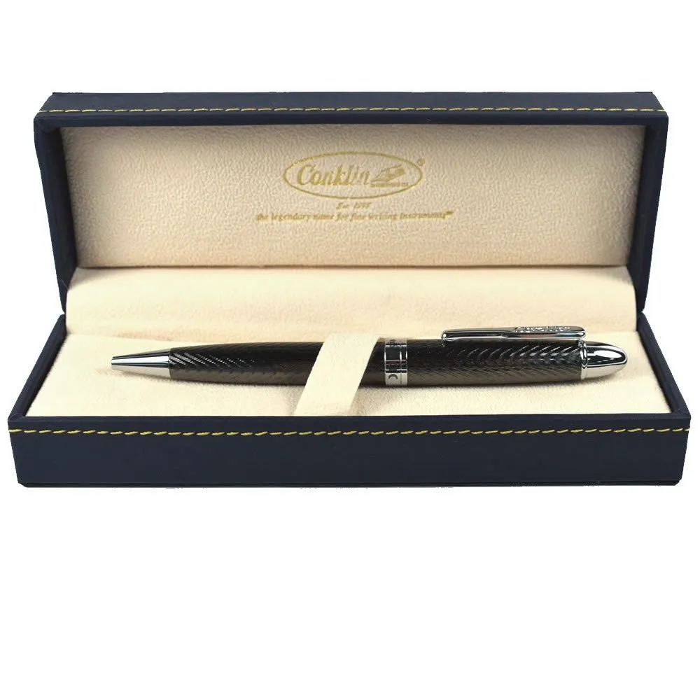 Conklin Herringbone Ballpoint Pen Gun Metal