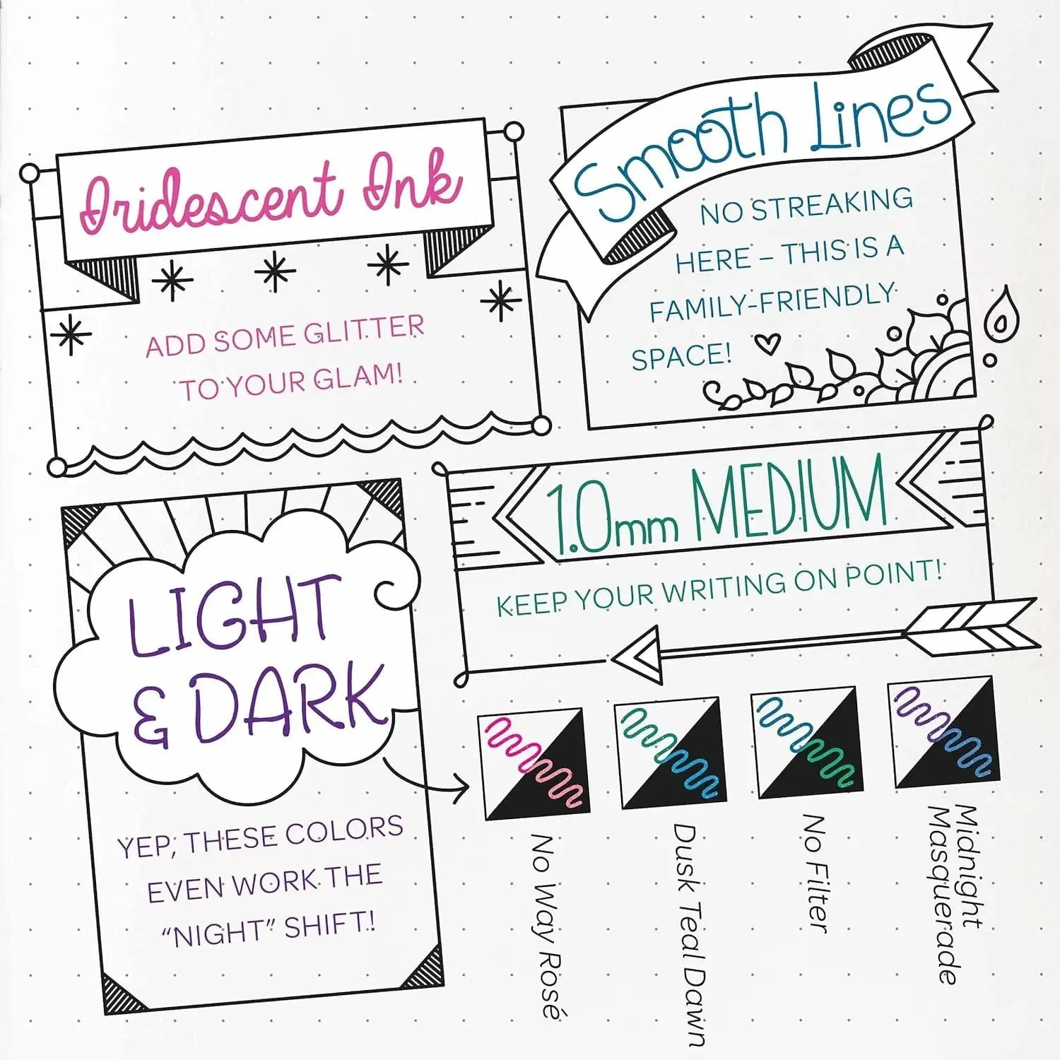 Crayola Pack Of 4 Iridescent Gel Pens Glitter Effects 1.0mm Tip