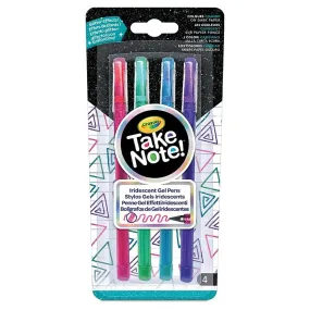 Crayola Pack Of 4 Iridescent Gel Pens Glitter Effects 1.0mm Tip