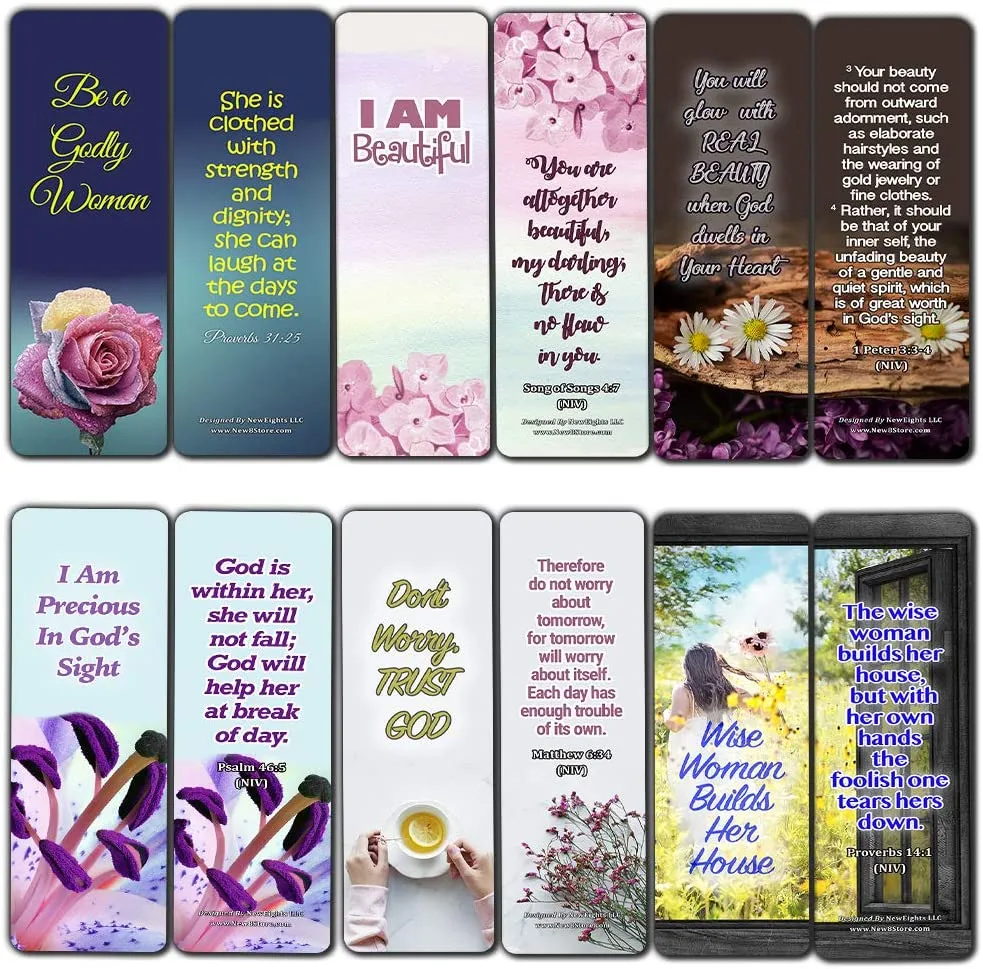 Devotional Bible Verses for Women Bookmarks (30 Pack) - Handy Life Changing Bible Texts and Quotes That Are Very Uplifting Perfect for Daily Devotional for Women