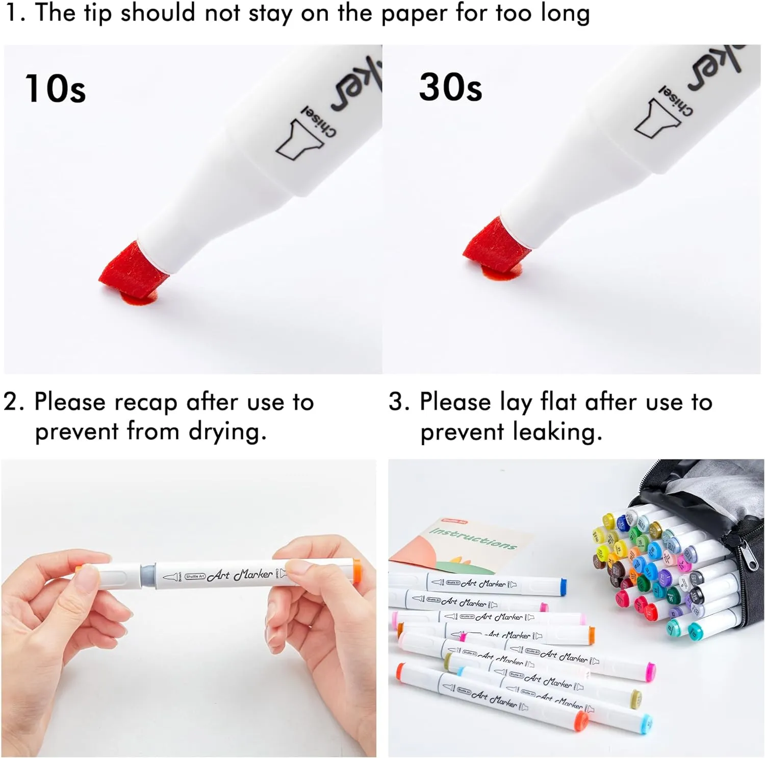 Dual Tip Brush & Chisel Tip Art Marker - Set of 50 Colors plus 1 Blender