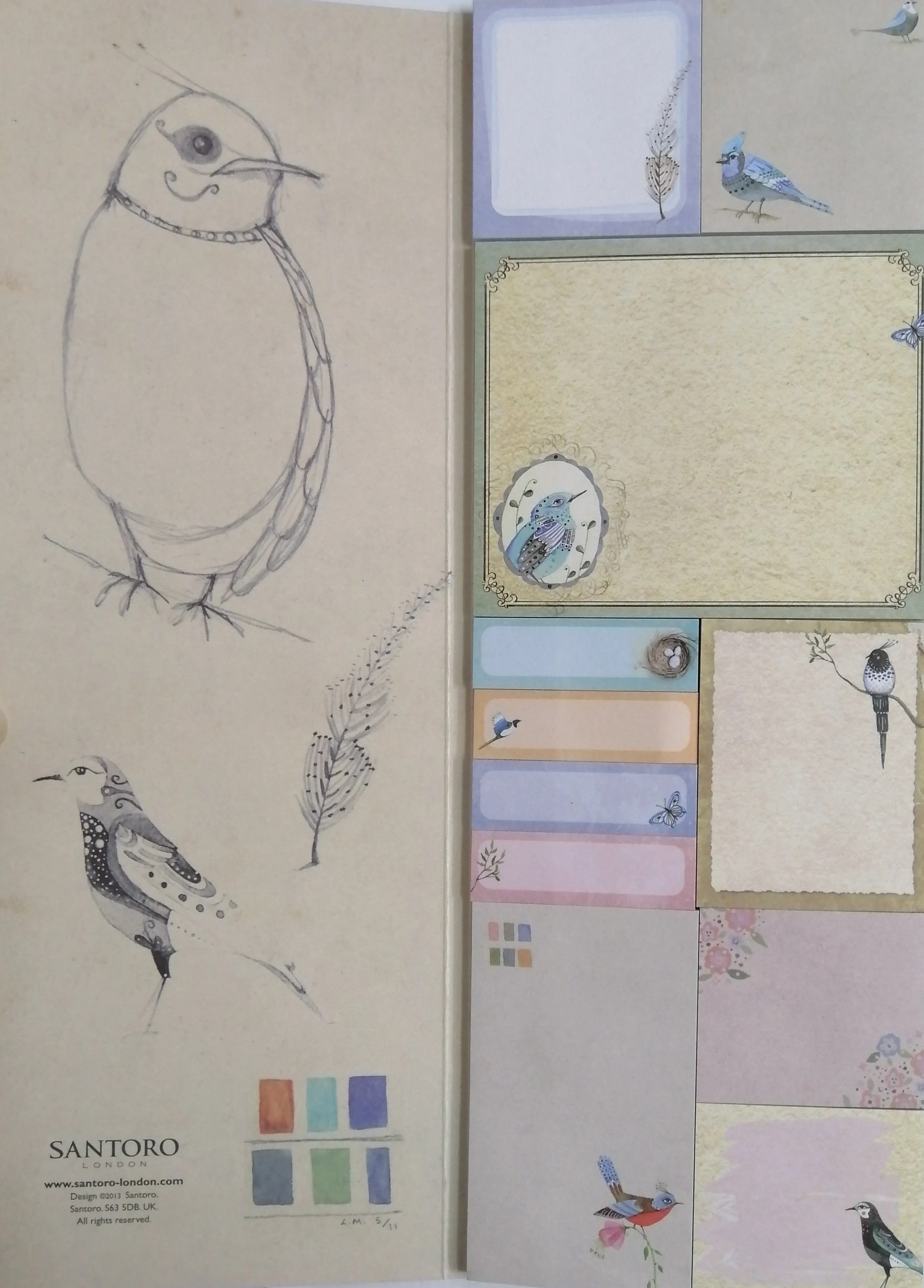 Eclectic Pretty Birds Sticky Notes