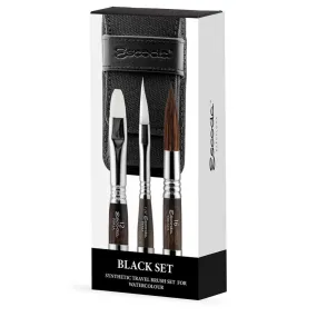 Escoda Black Set Travel Brush 3pk