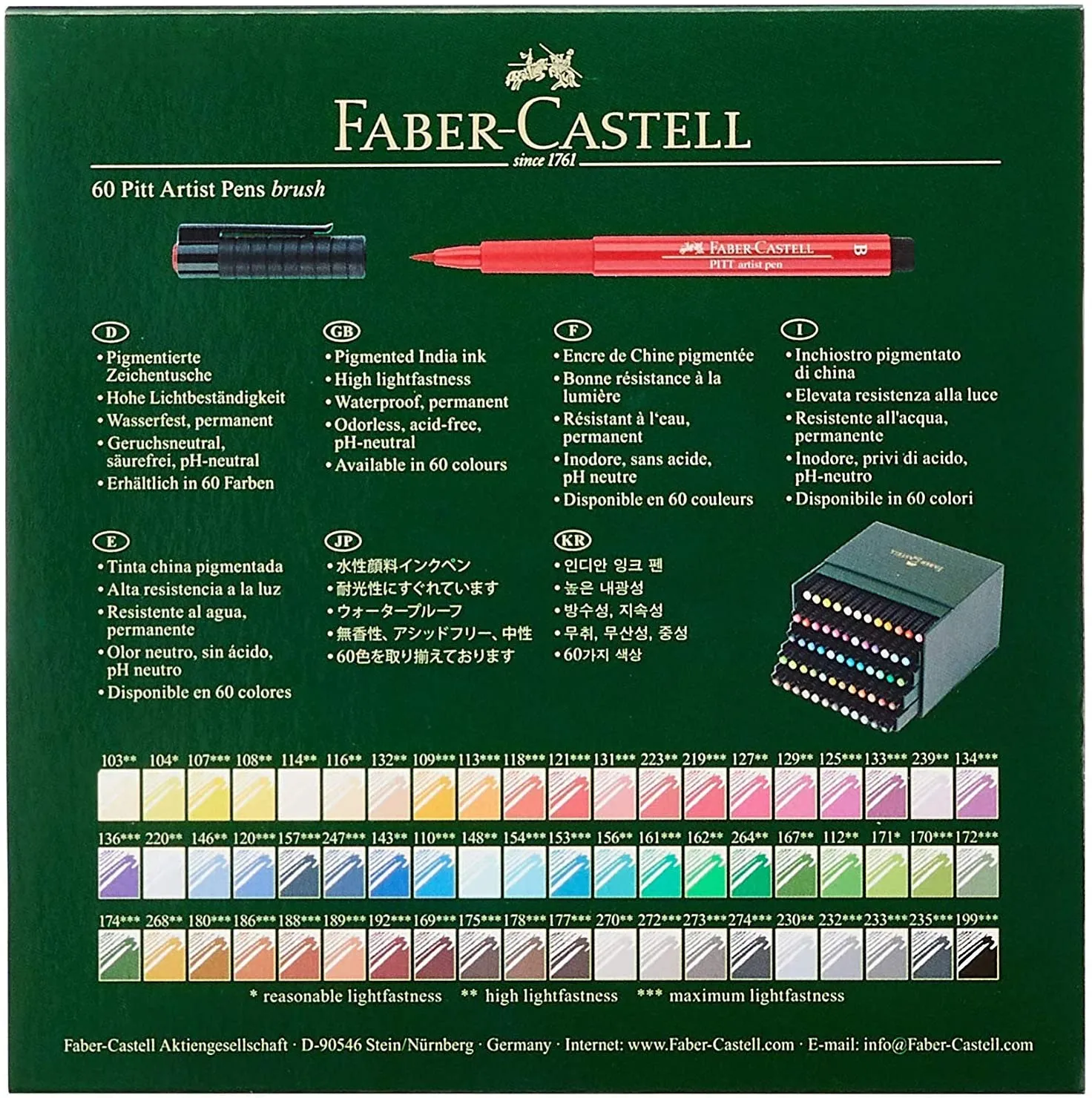 FABER-CASTELL 60 PITT ARTIST PENS BRUSH