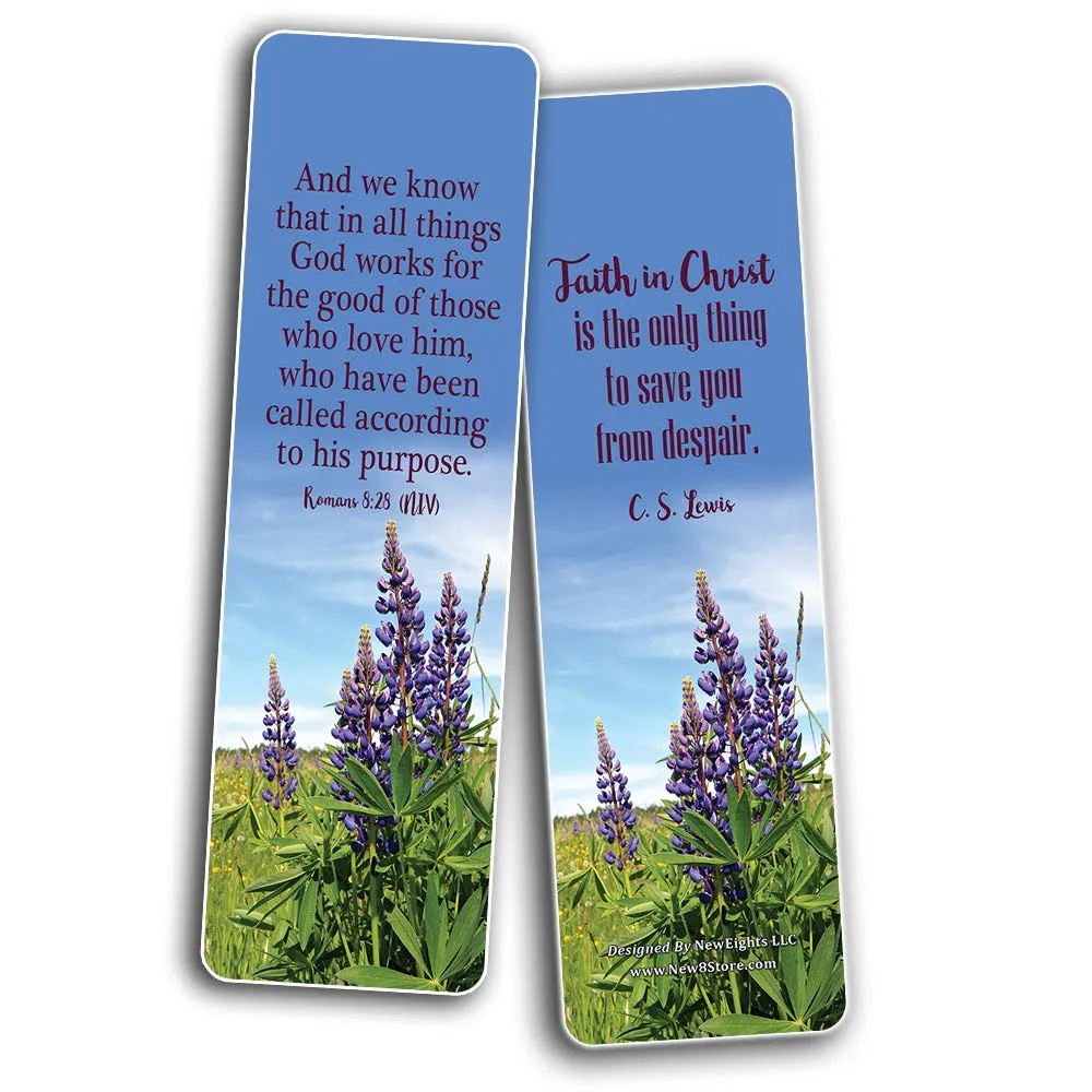 Faith Bible Scriptures & Quotes Bookmarks Cards (60-Pack)