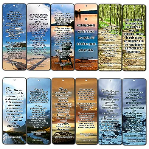 French Most Highlighted Bible Verse Bookmark (30 Pack) - Handy Life Changing French Bible Texts