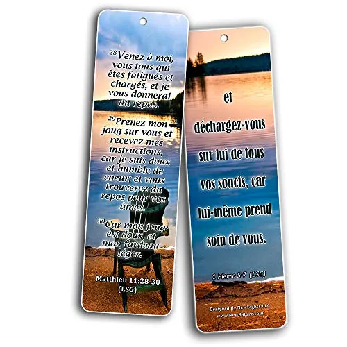 French Most Highlighted Bible Verse Bookmark (30 Pack) - Handy Life Changing French Bible Texts