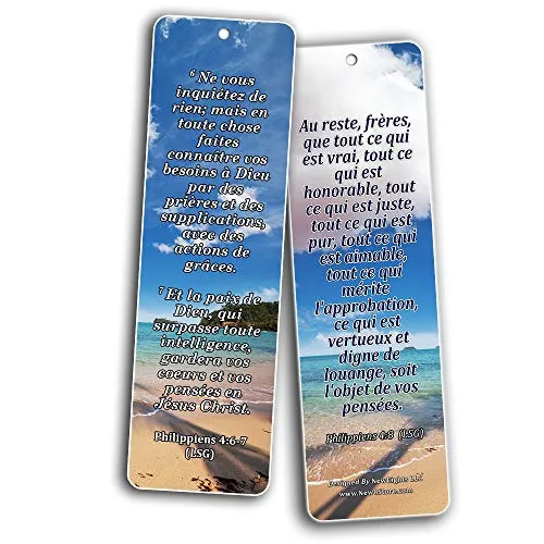 French Most Highlighted Bible Verse Bookmark (30 Pack) - Handy Life Changing French Bible Texts
