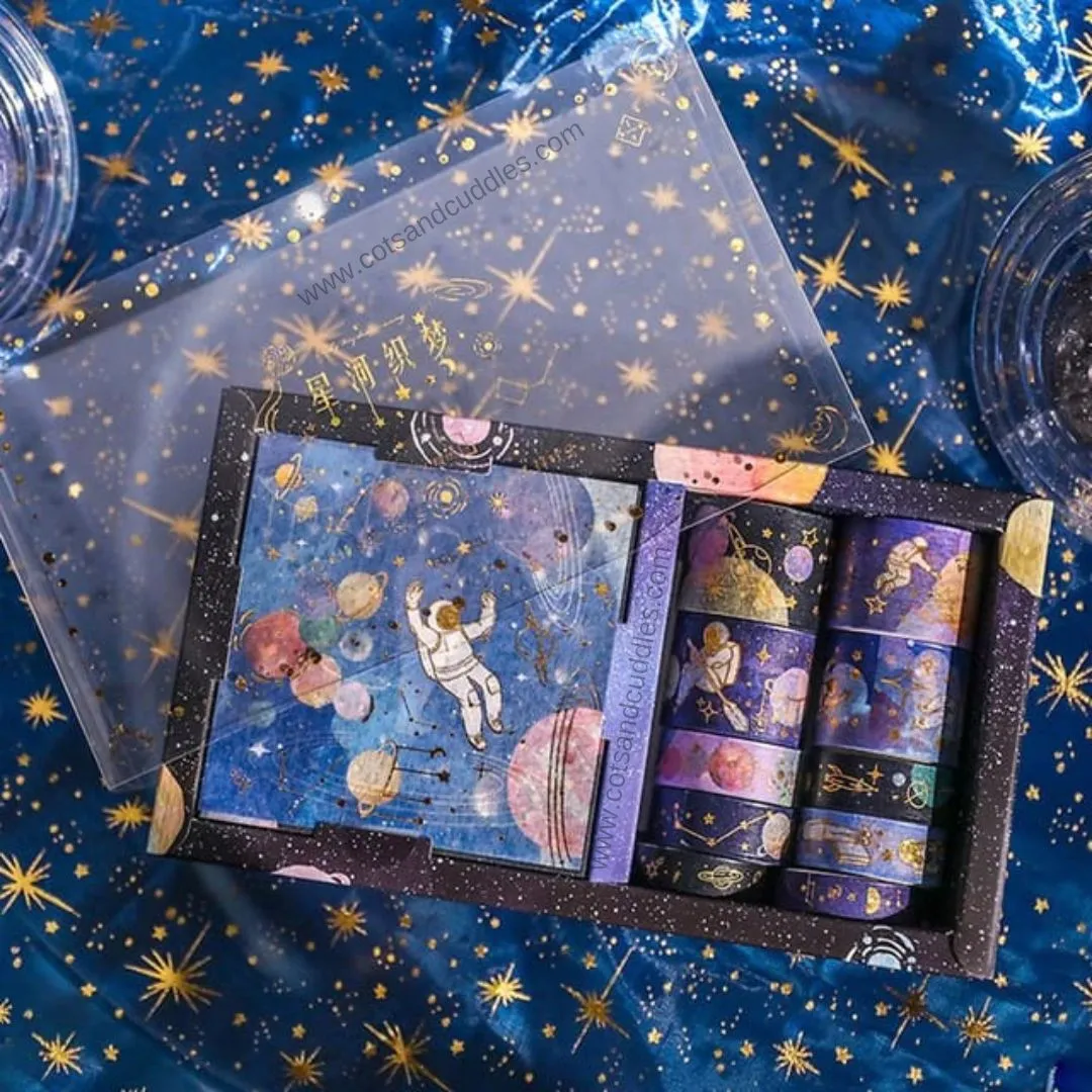 Galactic Delights: Space-themed Sticker Sheets and Masking Tapes