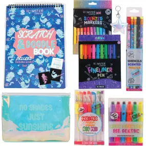 Hamster London Gift Hamper Stationery Set Mermaid   Fineliner   Scented Markers   Gel Pen   Crayon   Pouches