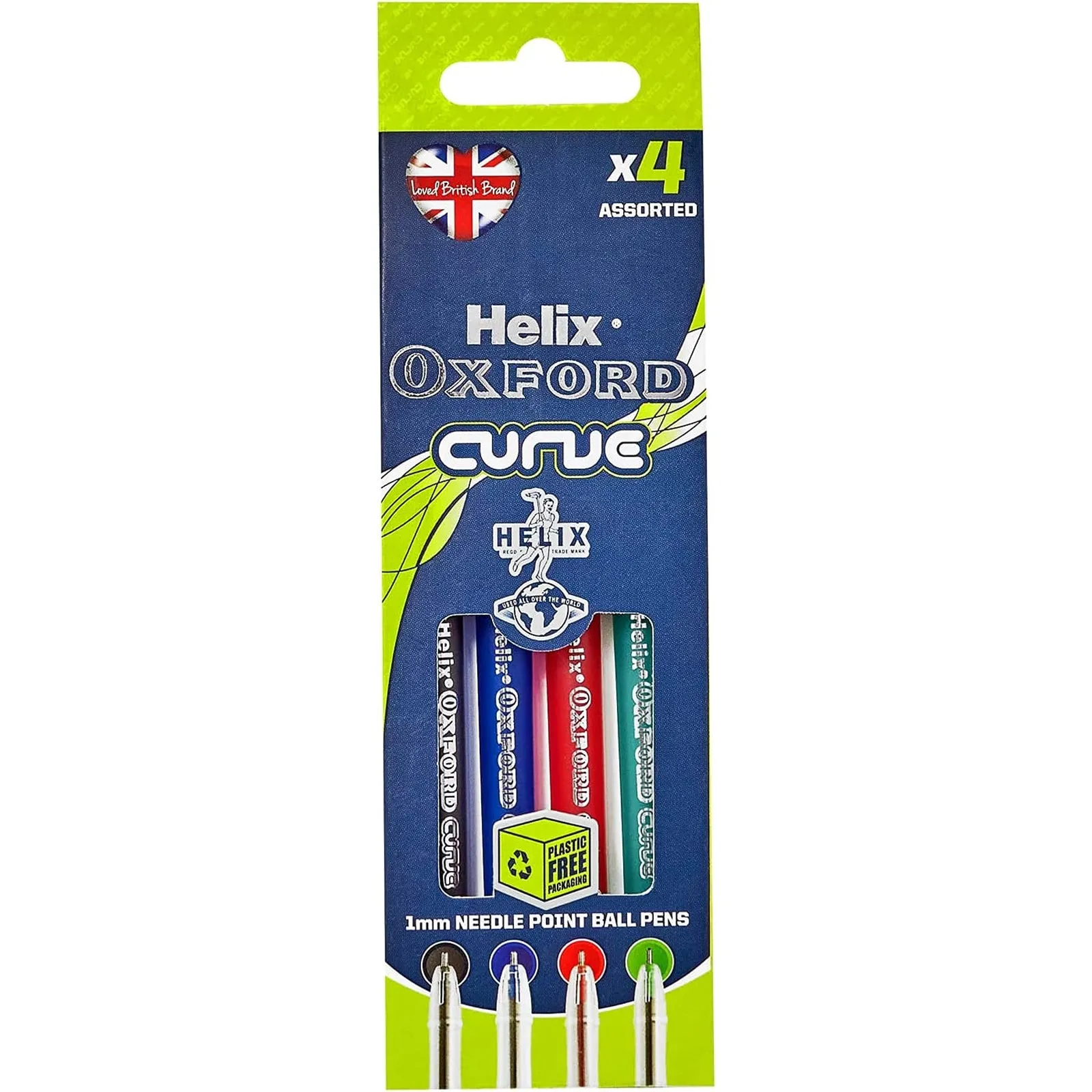 Helix Oxford Curve Ballpoint Pens 4pk