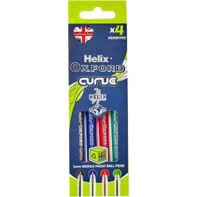 Helix Oxford Curve Ballpoint Pens 4pk