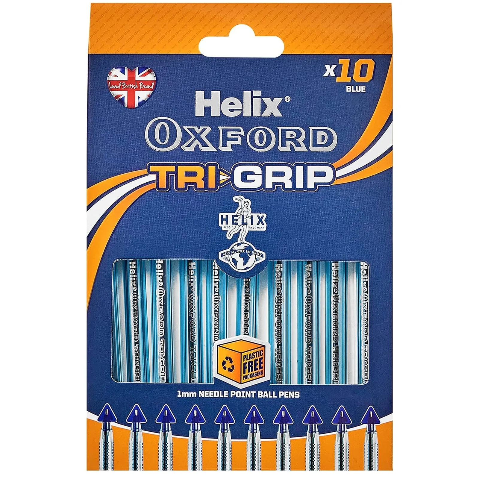 Helix Oxford Tri-Grip Ballpoint Pens 10pk