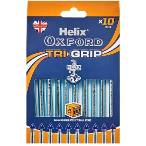 Helix Oxford Tri-Grip Ballpoint Pens 10pk