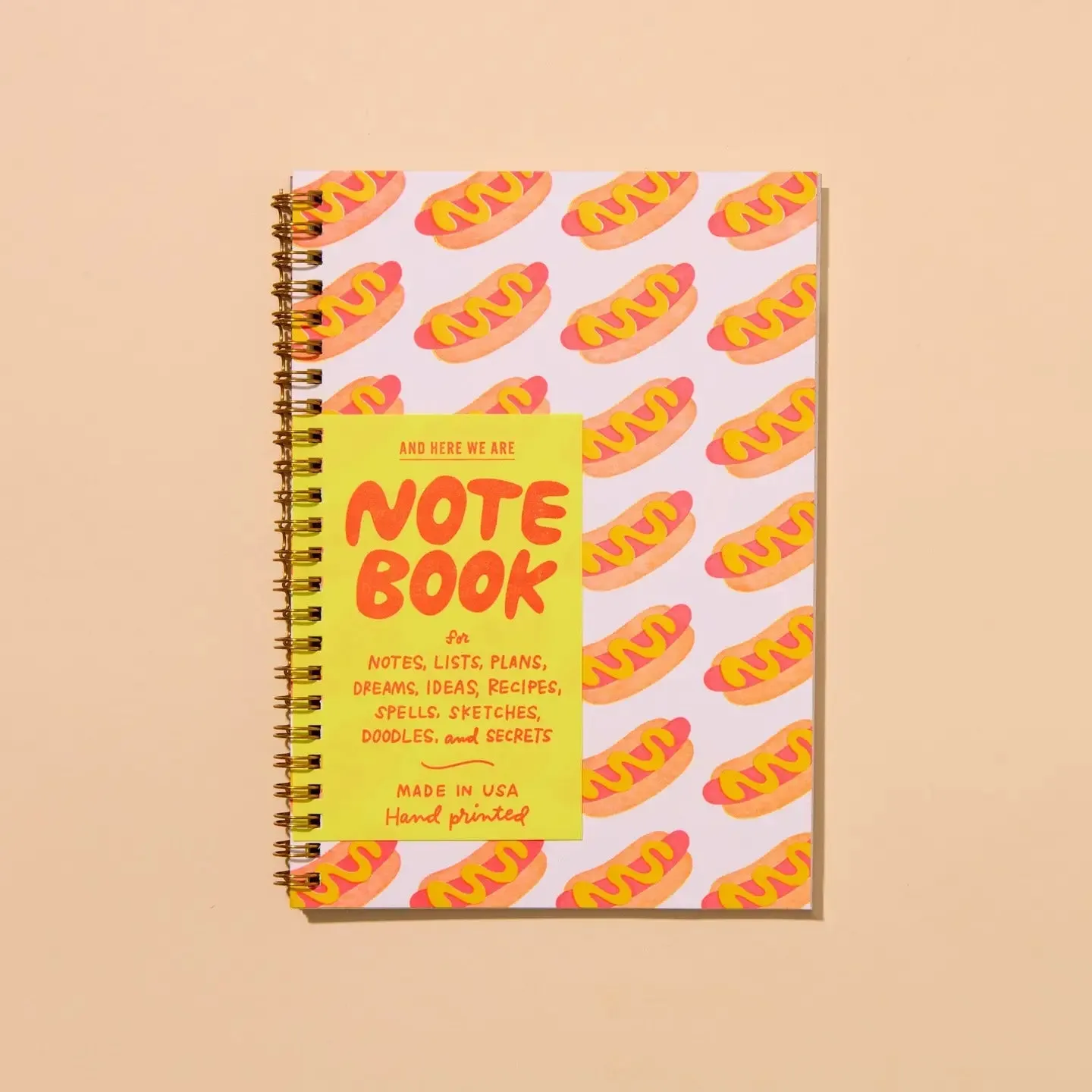 Hot Dog Spiral Bound Letterpress Notebook