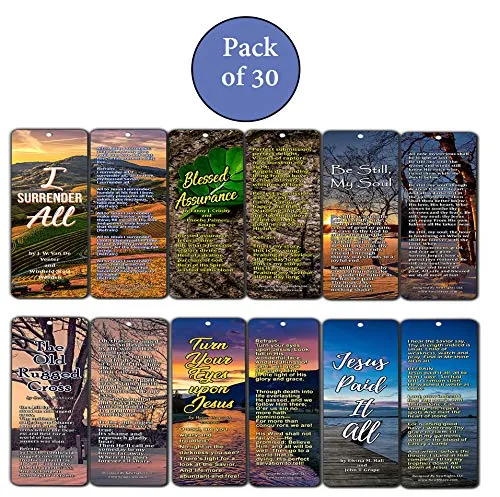 Hymn Bookmarks Series 2 - I Surrender All (30-Pack) - Great Collection of Hymns Perfect for Gift Giving, Outreach, Ministries