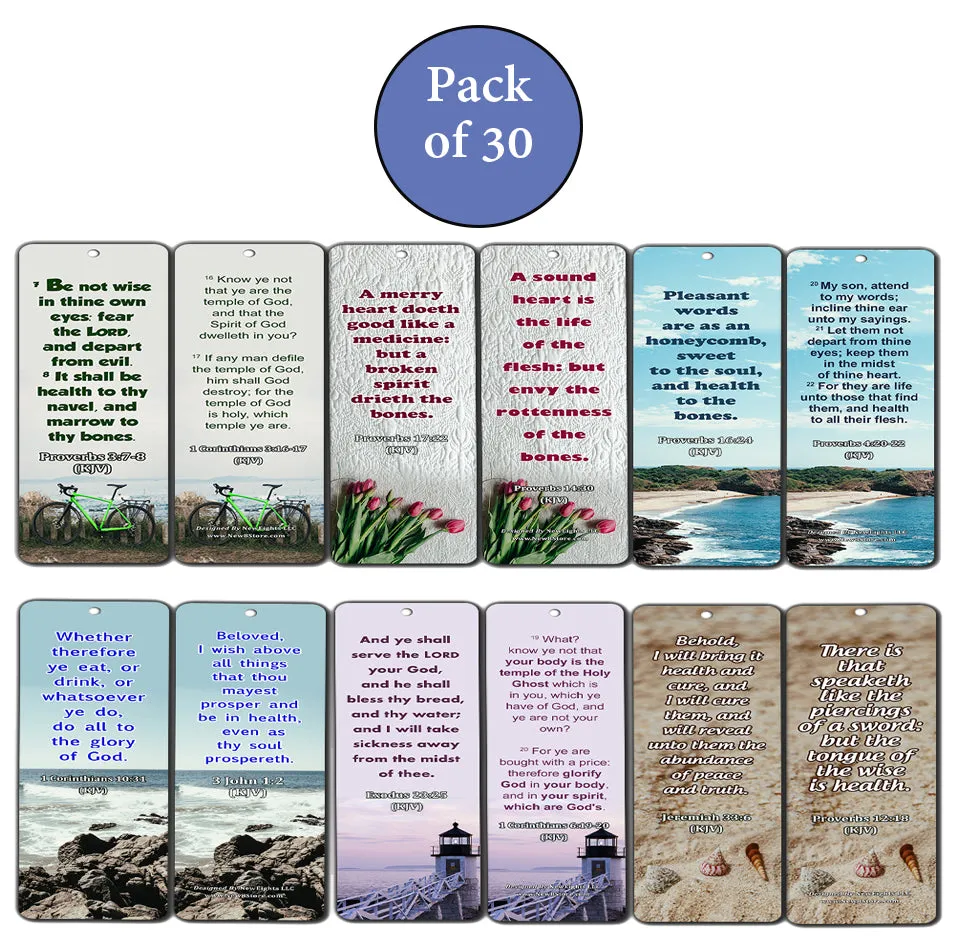 KJV Religious Bookmarks - Bible Verses About Health (30 Pack) - Handy Bible Scriptures About About Health in the Bible Perspective