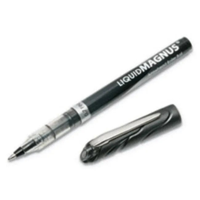 LIQUID MAGNUS ROLLER BALL STICK PEN, BLACK INK, NEEDLE (5 DOZEN PER PACK)