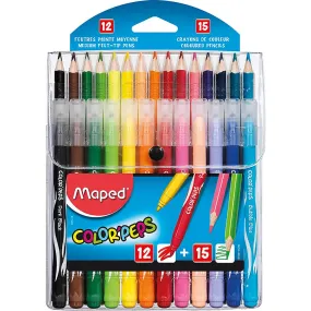 Maped Color Peps Multi Pack 12 X Felt Pens   15 X Coloured Pencils Assorted